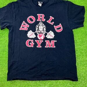 Vintage Worlds Gym Shirt LG Y2k Gorilla Dead Lift Gym Bro Mirrored Back Hit